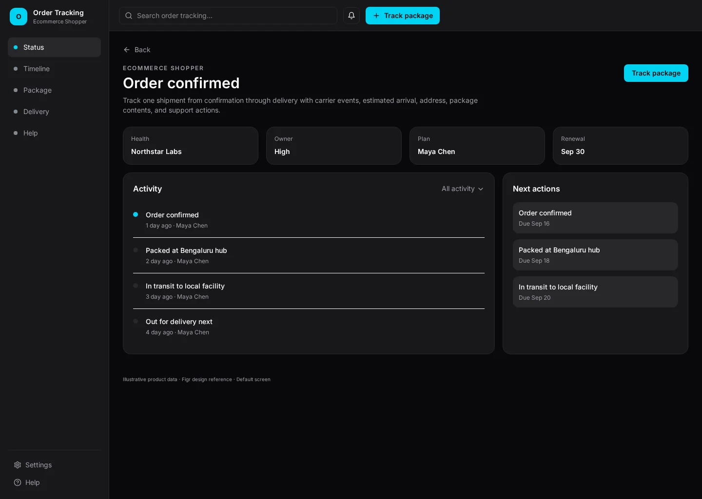 Order Tracking UI template screenshot