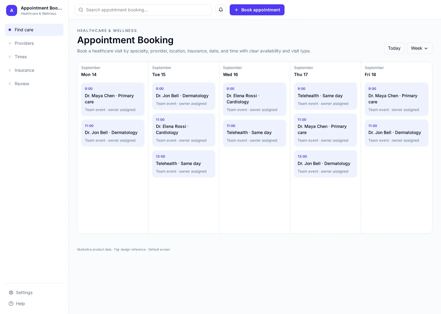 Appointment Booking UI template screenshot