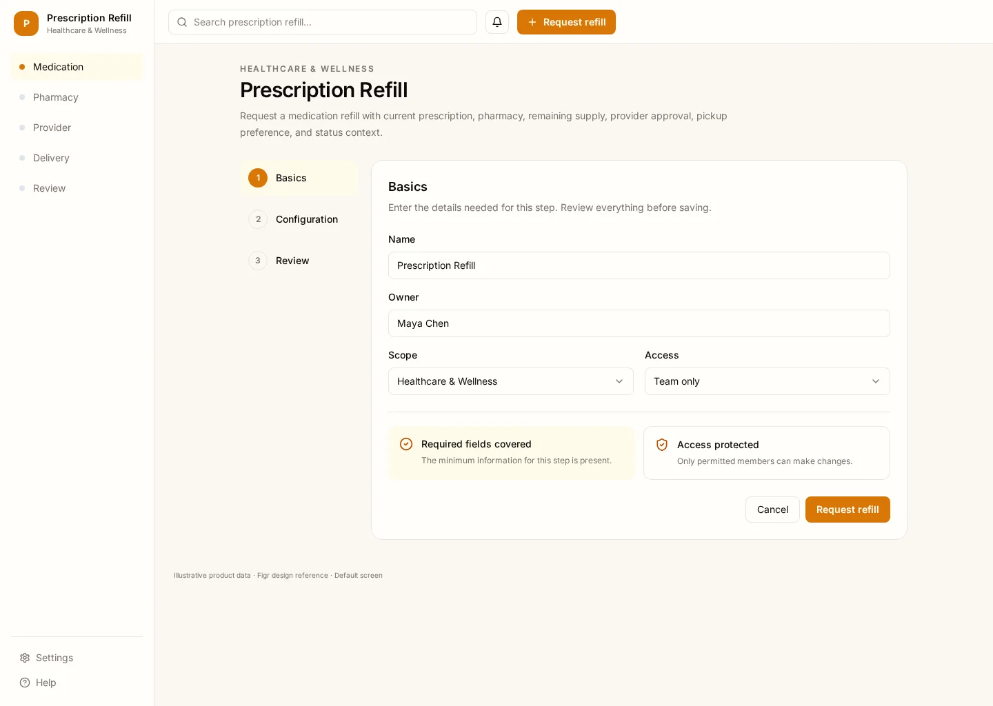 Prescription Refill UI template screenshot