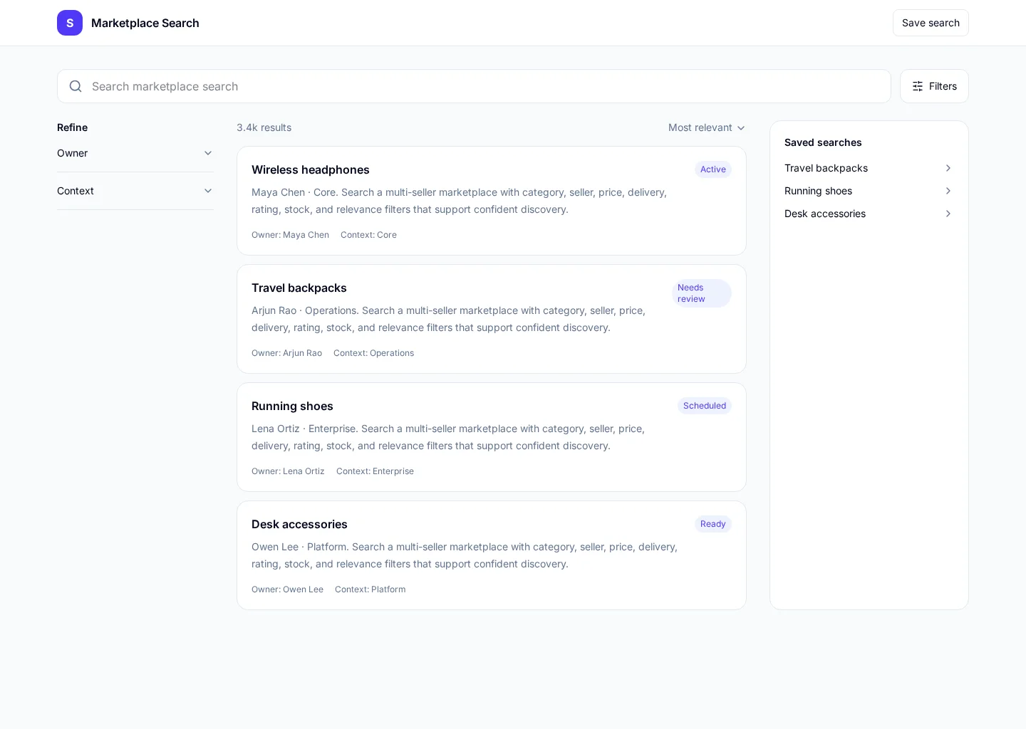 Marketplace Search UI template screenshot