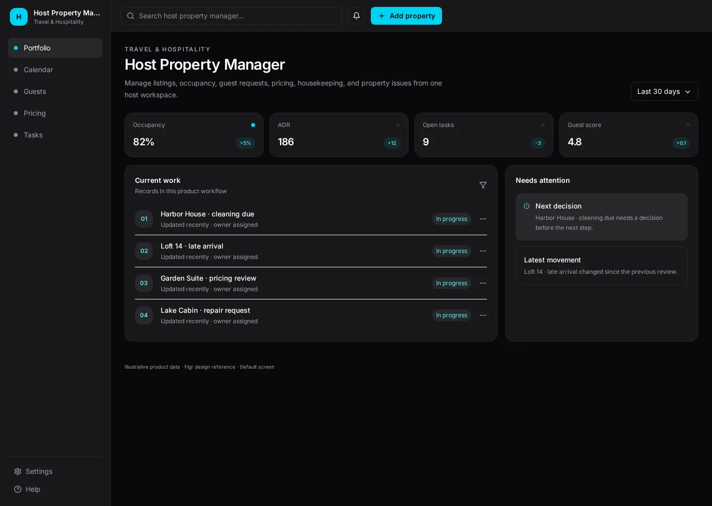 Host Property Manager UI template screenshot
