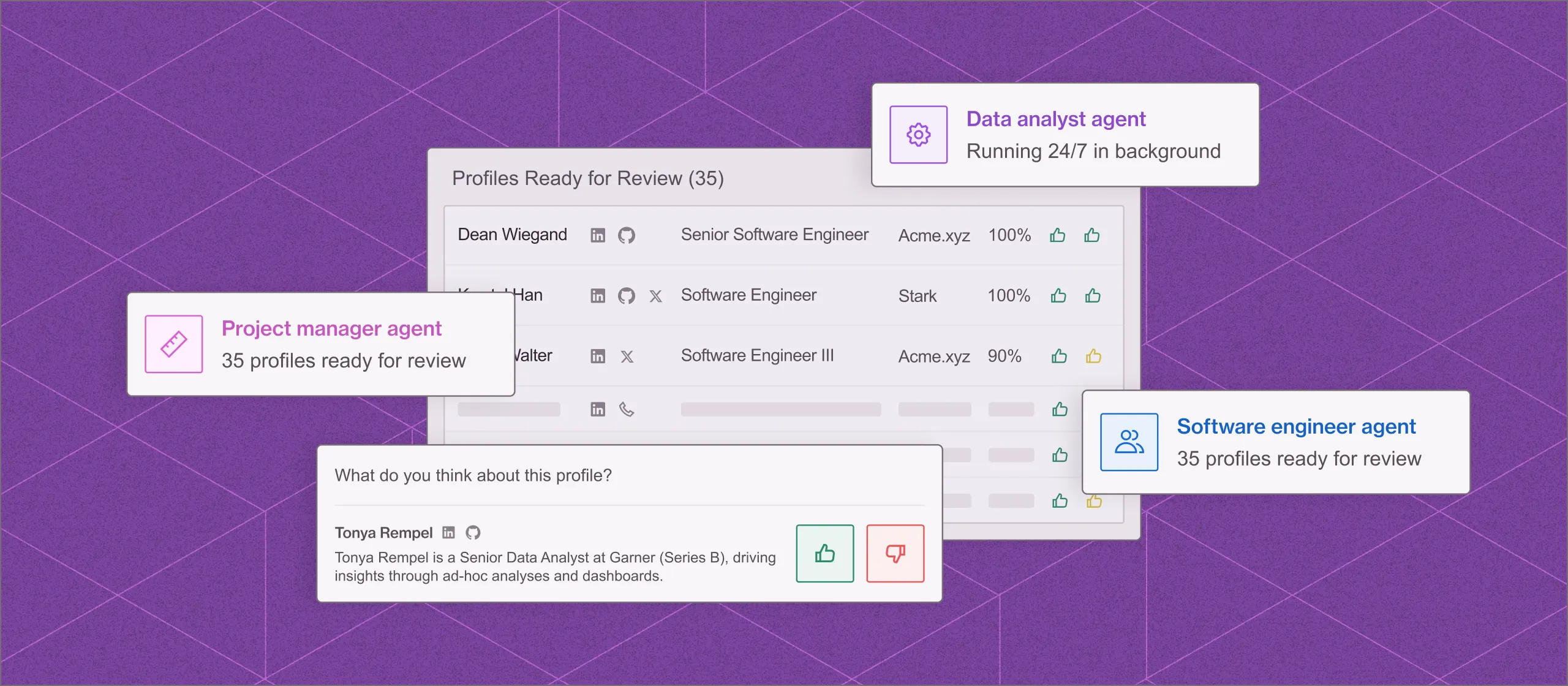 A purple screen with a button that says "run" on it.