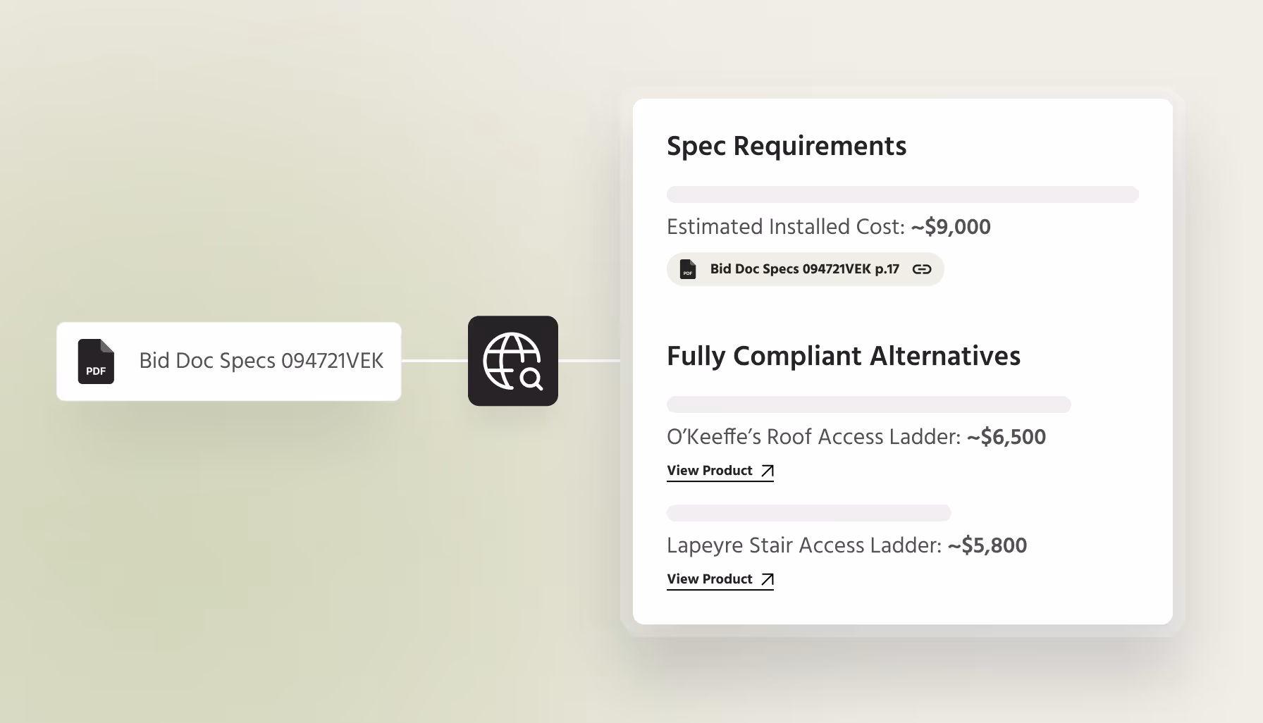 Nonlinear spec requirements mockup