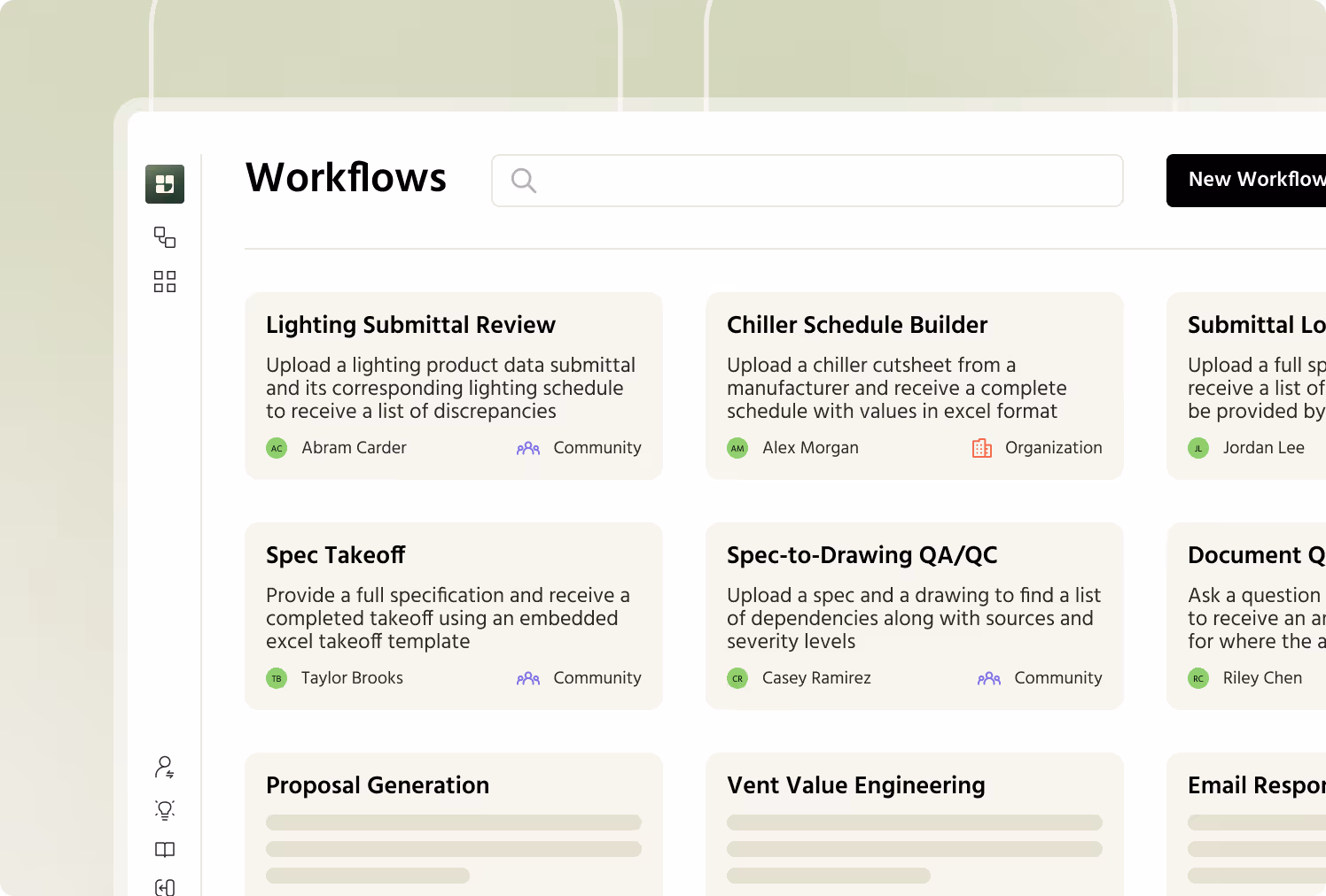 Nonlinear workflow mockup
