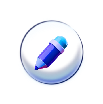 3d pencil floating in a bubble