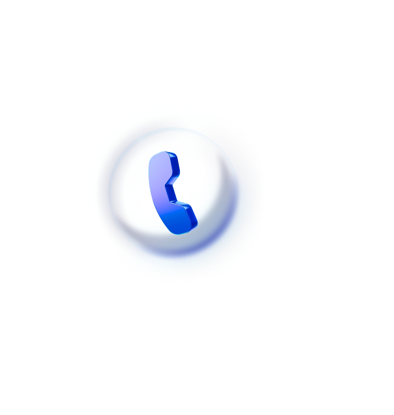 3d blue phone icon floating inside of a bubble