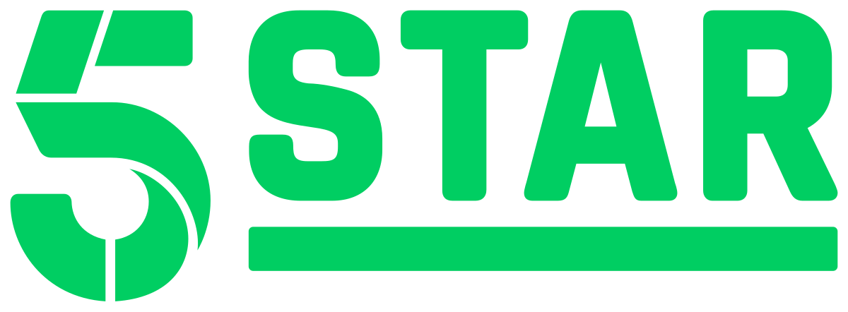 5 STAR LOGO Green stylised number 5 followed by the word STAR in uppercase letters.
