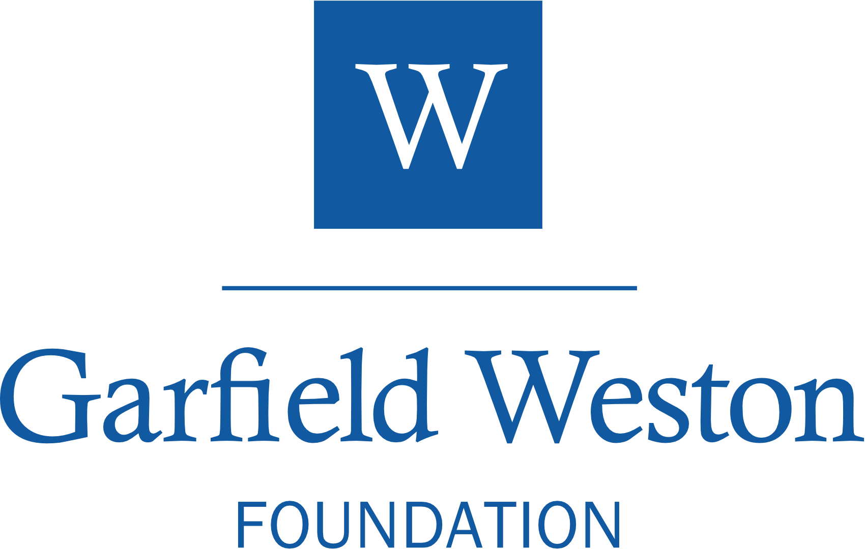 Garfield Weston Foundation logo with a blue square containing a black letter W above the foundation name in blue text.