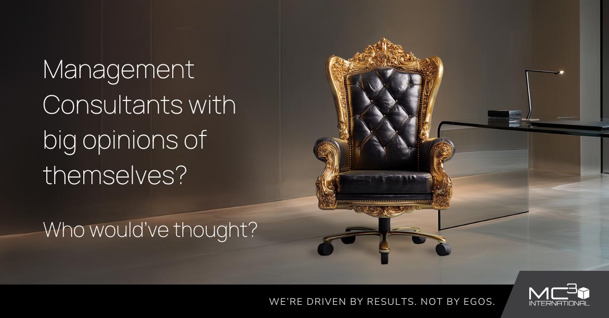 Sleek executive office, with an overly ornate throne in place of an office chair.