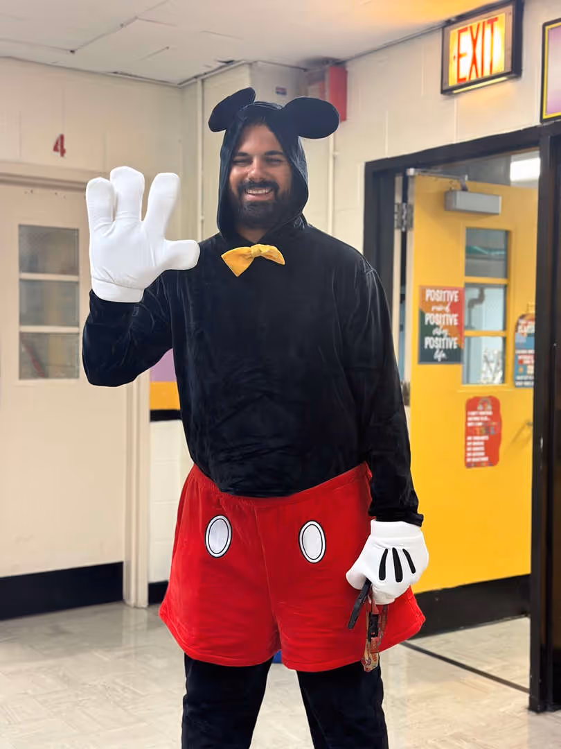 Man wears a costume