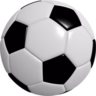 Soccer ball with black and white pentagons