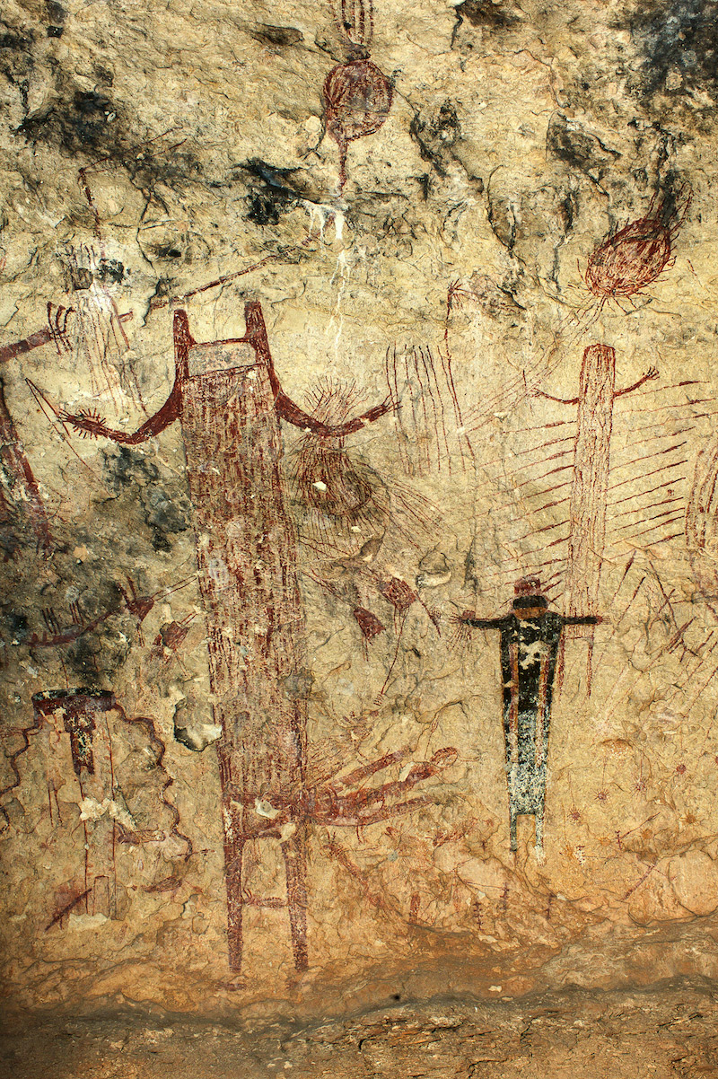 A 10-foot-tall anthropomorph in Panther Cave with upraised arm