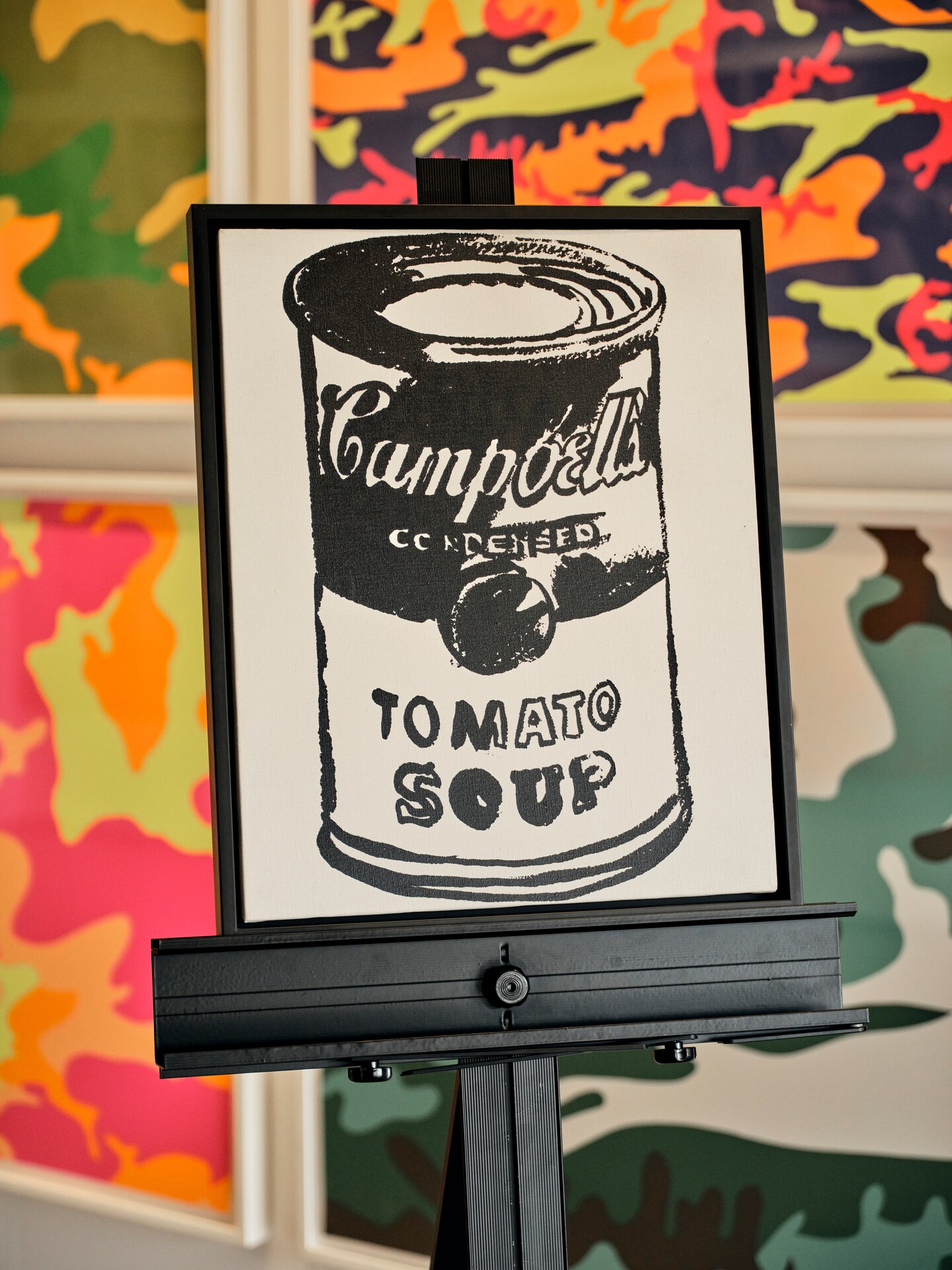 A painting by Andy Warhol titled, “Campbell's Soup Can (Tomato Soup) (Painting),” 1985, at Revolver Gallery in Los Angeles. The painting, which Rivlin calls one of his “bucket-list Warhols,” is one of three Warhol artworks he was able to save. (Philip Cheu
