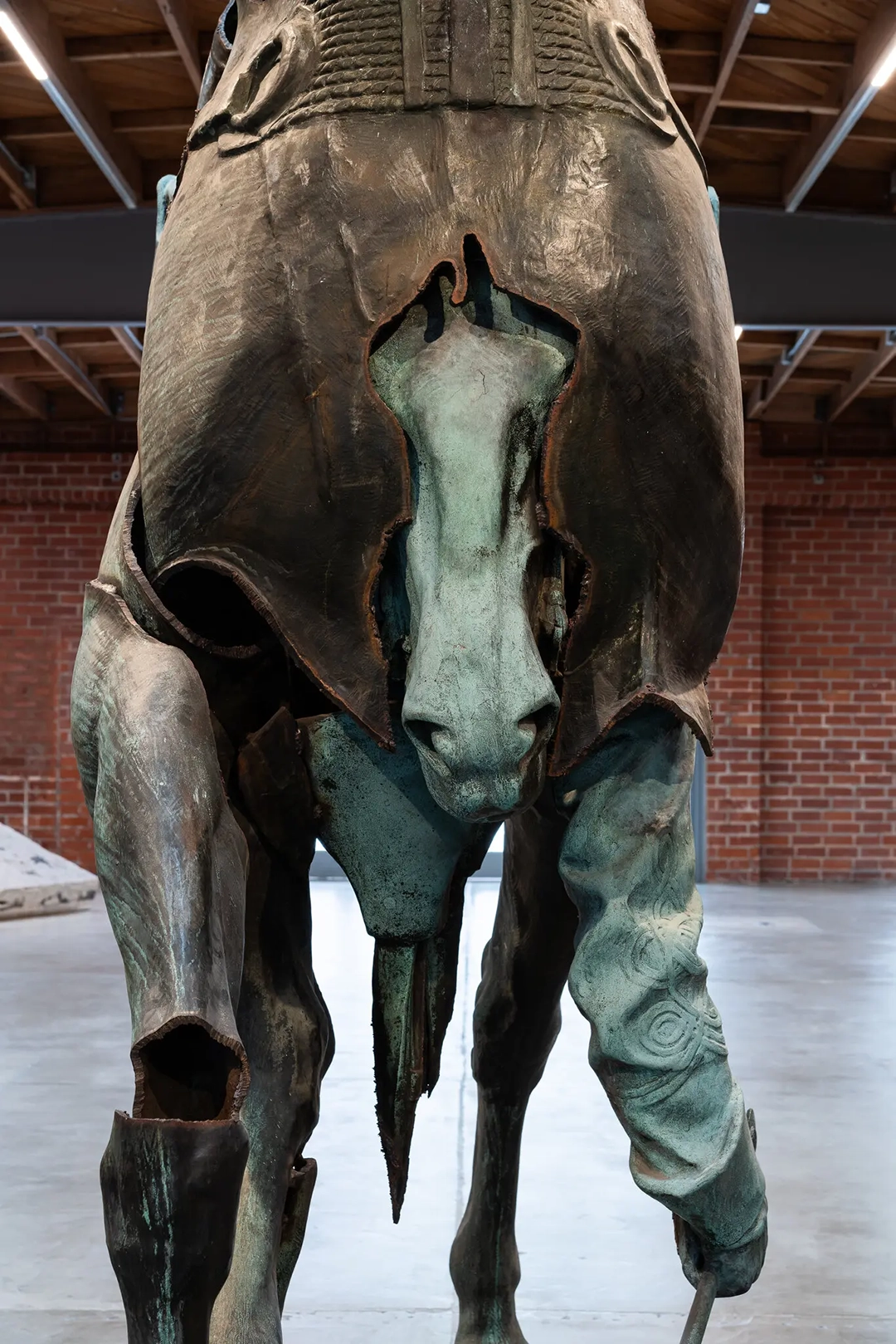 A view of Walker’s statue with Little Sorrel’s haunch, Jackson’s stirrups, the horse’s head emerging from the saddle. Jackson’s sword drops from his hand.Credit. Aleksey Kondratyev for The New York Times.