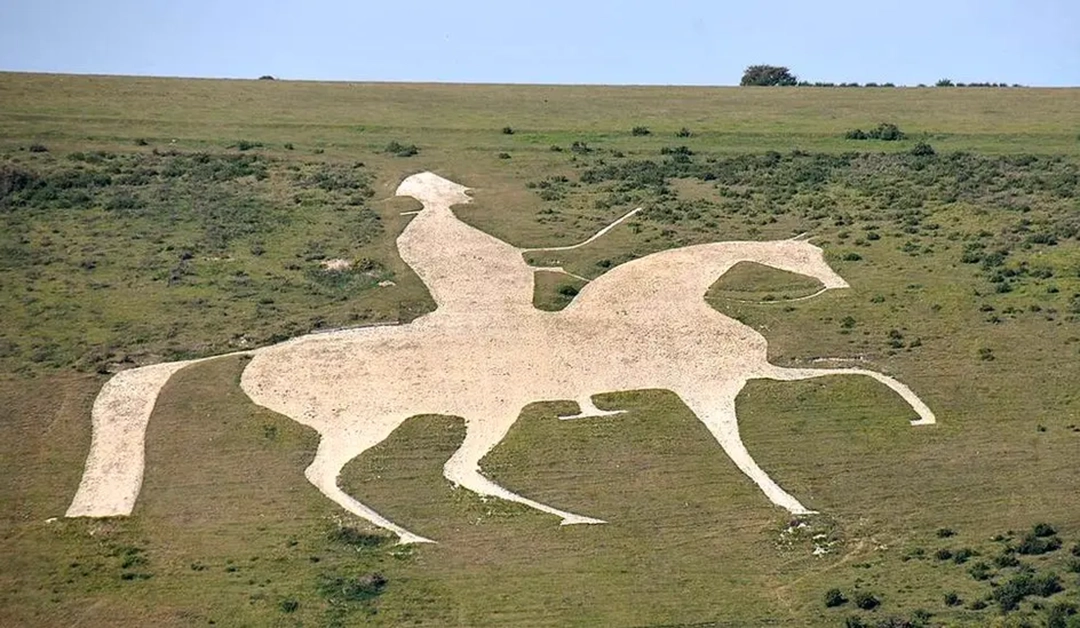 The Osmington White Horse in the South Dorset Downs. Was carved in honour of King George III.