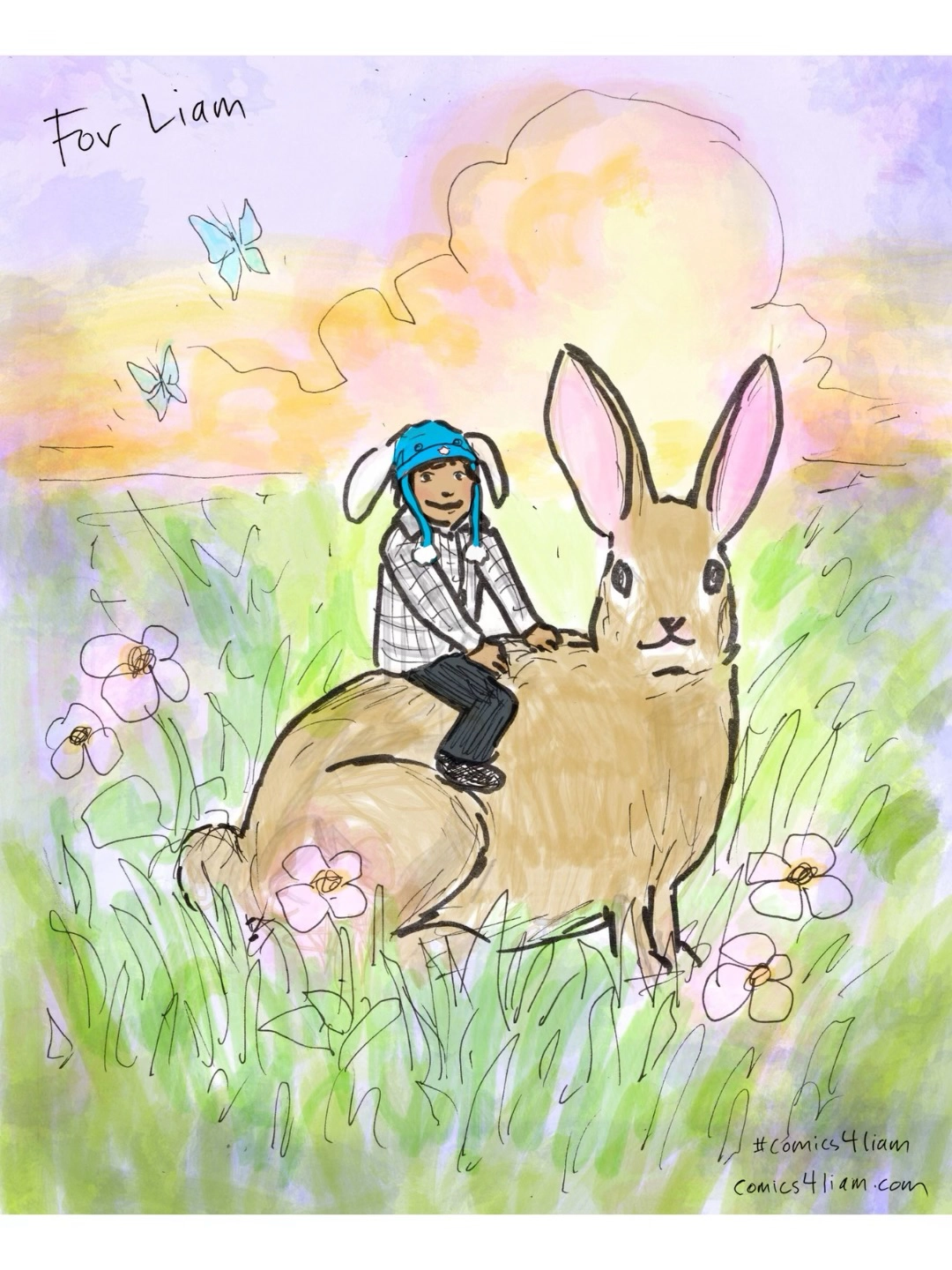 Taken from the Instagram profile of Hands Off NYC https://www.instagram.com/handsoffnyc/ “We’re thrilled to partner with @comixaction and prominent comic creators on #Comics4Liam.”