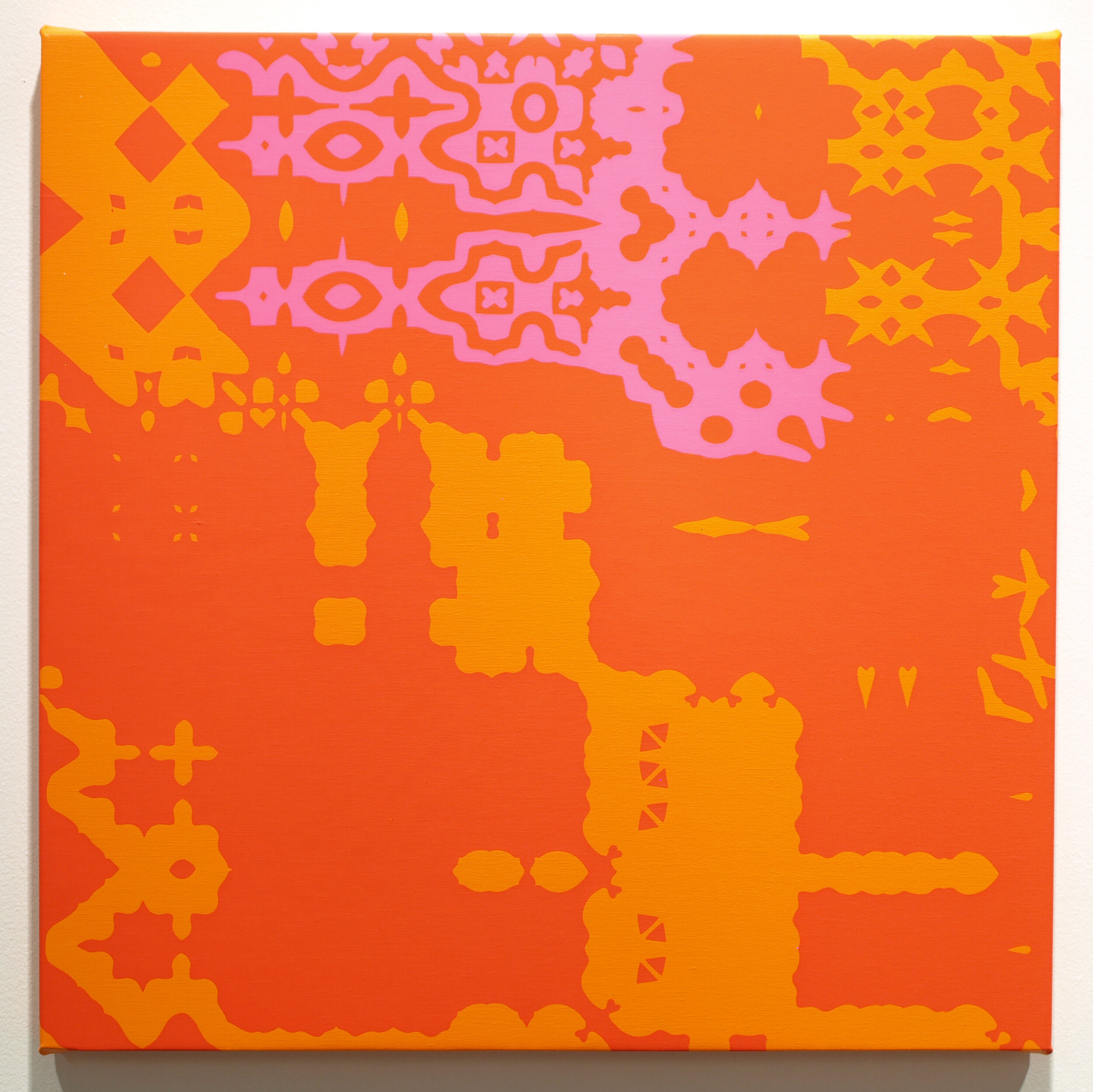 Carl Fudge, Composition 8 (red, orange, pink), 2005. Acrylic on canvas, 20 × 20 in.
