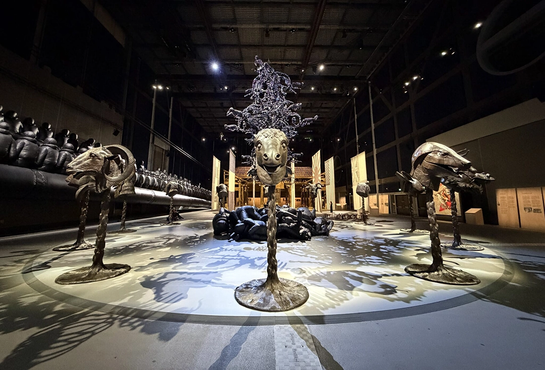 Installation view of Ai Weiwei: Button Up!, 2026. Aviva Studios, Manchester, United Kingdom.