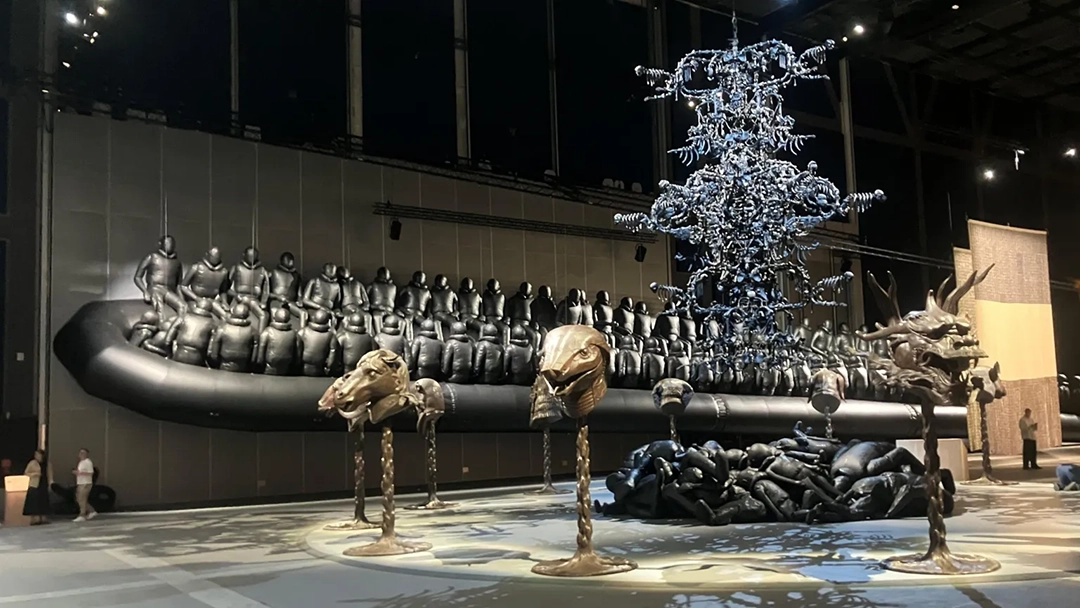 Installation view of Ai Weiwei: Button Up!, 2026. Aviva Studios, Manchester, United Kingdom.