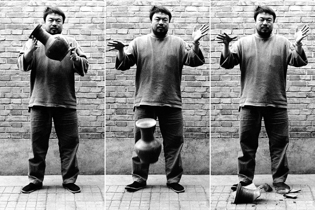 Dropping a Han Dynasty Urn, 1995 Triptych of black-and-white gelatin silver prints | 50¼ × 39½ in. (127.7 × 100.3 cm) each Edition of 8