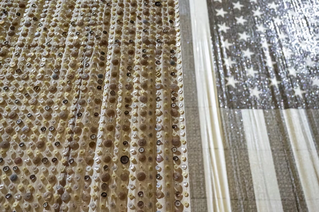 Installation view of Ai Weiwei: Button Up!, 2026. Aviva Studios, Manchester, United Kingdom.