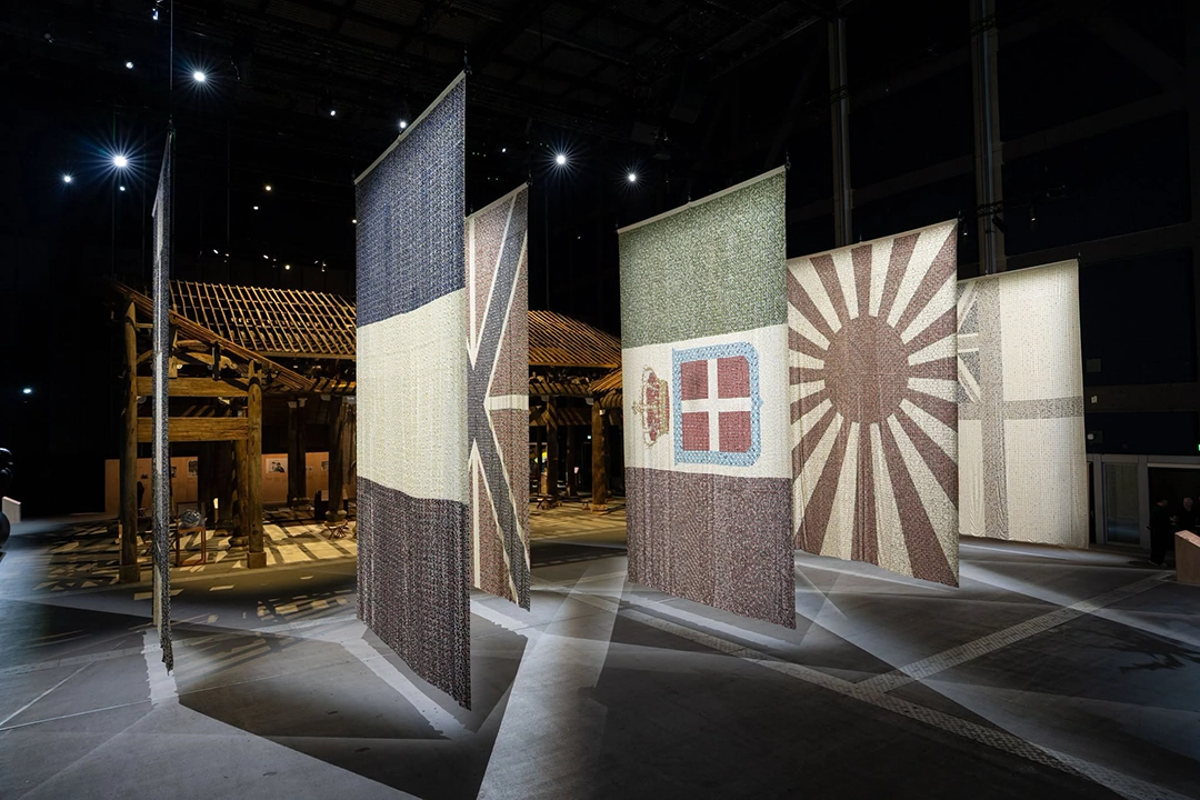 Installation view of Ai Weiwei: Button Up!, 2026. Aviva Studios, Manchester, United Kingdom.