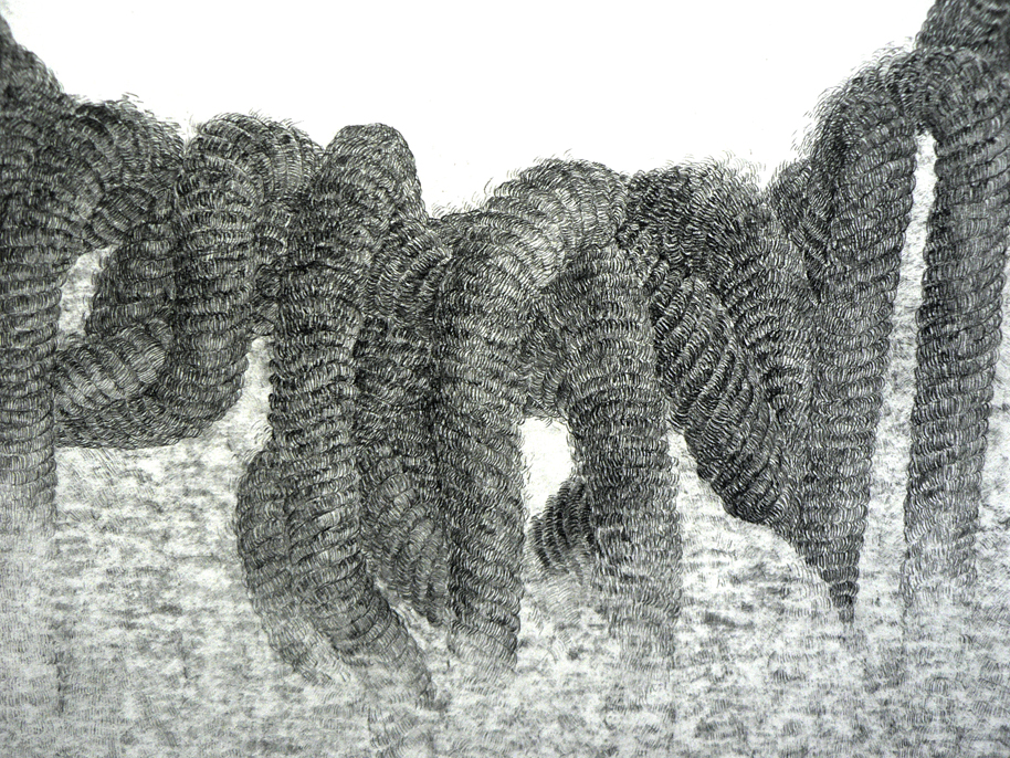 Motives, 2011. Performance and drawings, graphite on paper and wall.