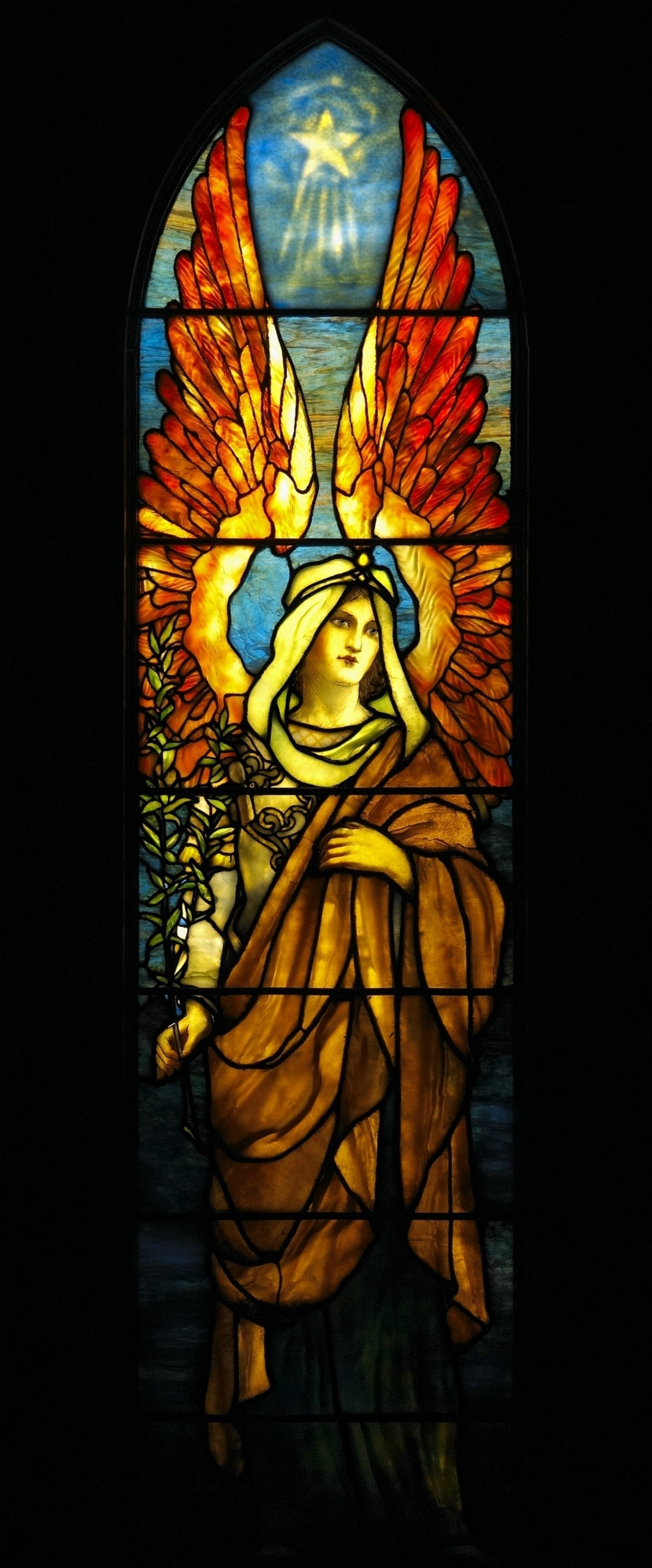 Ephesus, Tiffany Studios, The Angel of the Church in Ephesus, c. 1902–1903, leaded-glass window, from Angels Representing Seven Churches.
