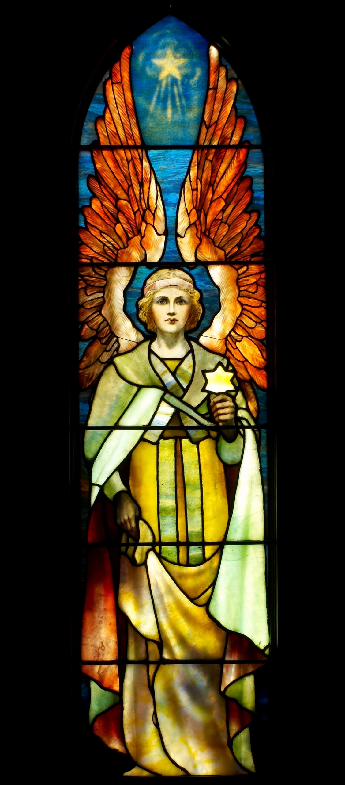 Thyatira, Tiffany Studios, The Angel of the Church in Thyatira, c. 1902–1903, leaded-glass window, from Angels Representing Seven Churches.