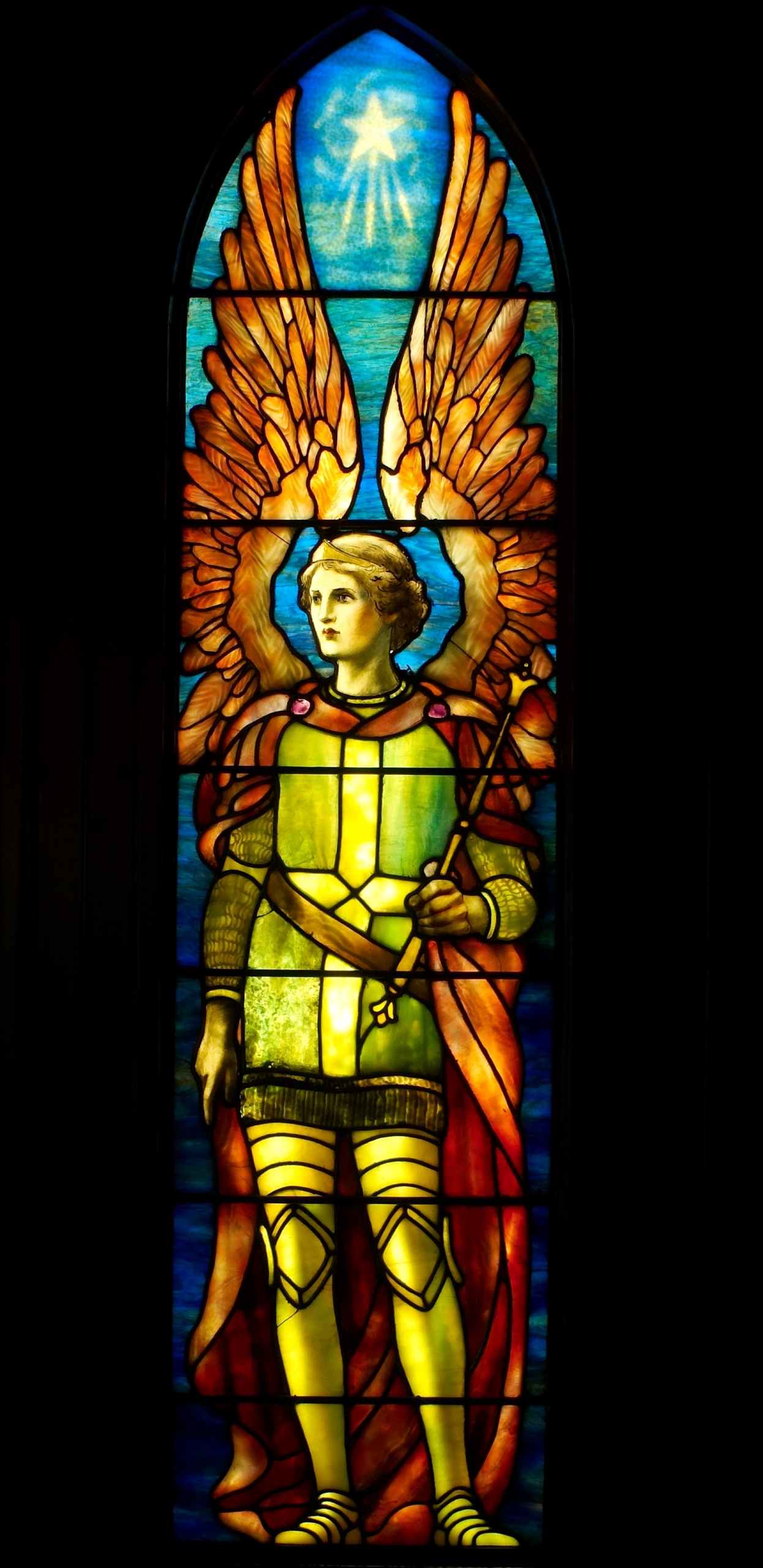 Laodicea, Tiffany Studios, The Angel of the Church in Laodicea, c. 1902–1903, leaded-glass window, from Angels Representing Seven Churches.