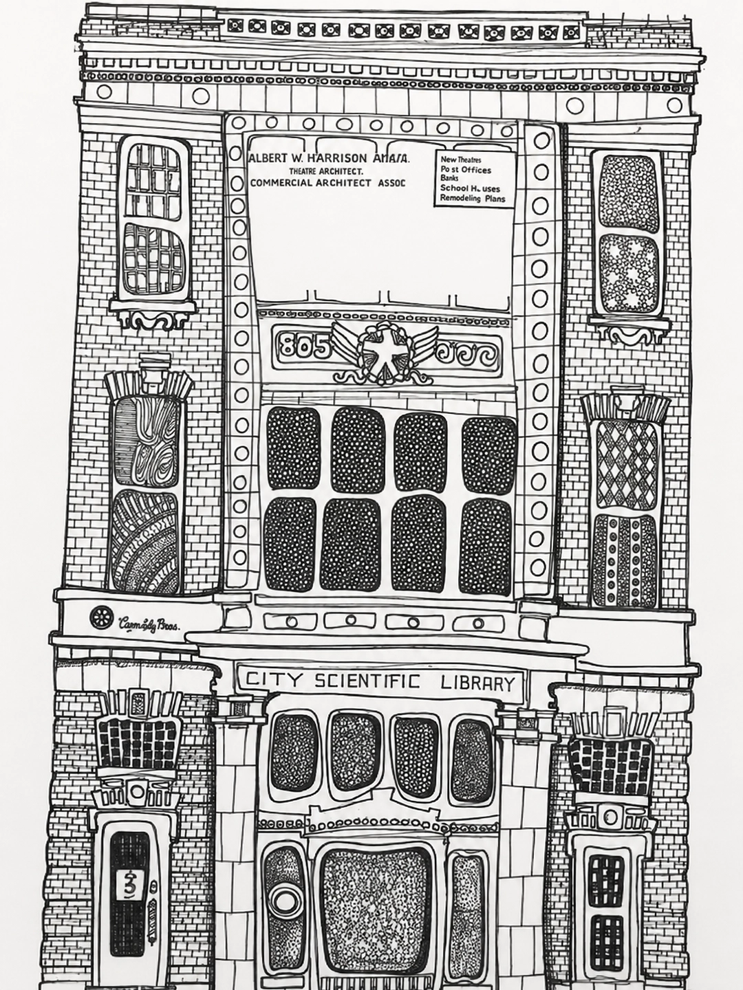 Illustration of the Fouth and Plum building by Christine Cotting