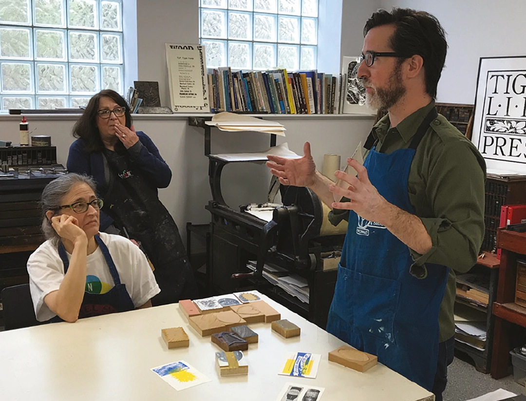 Printmaking classes are offered on a regular basis.
