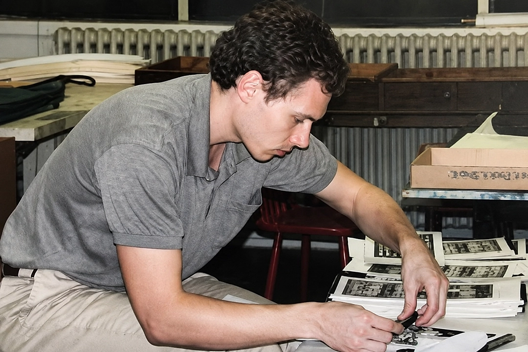 Don Desander at work on the first calendar.