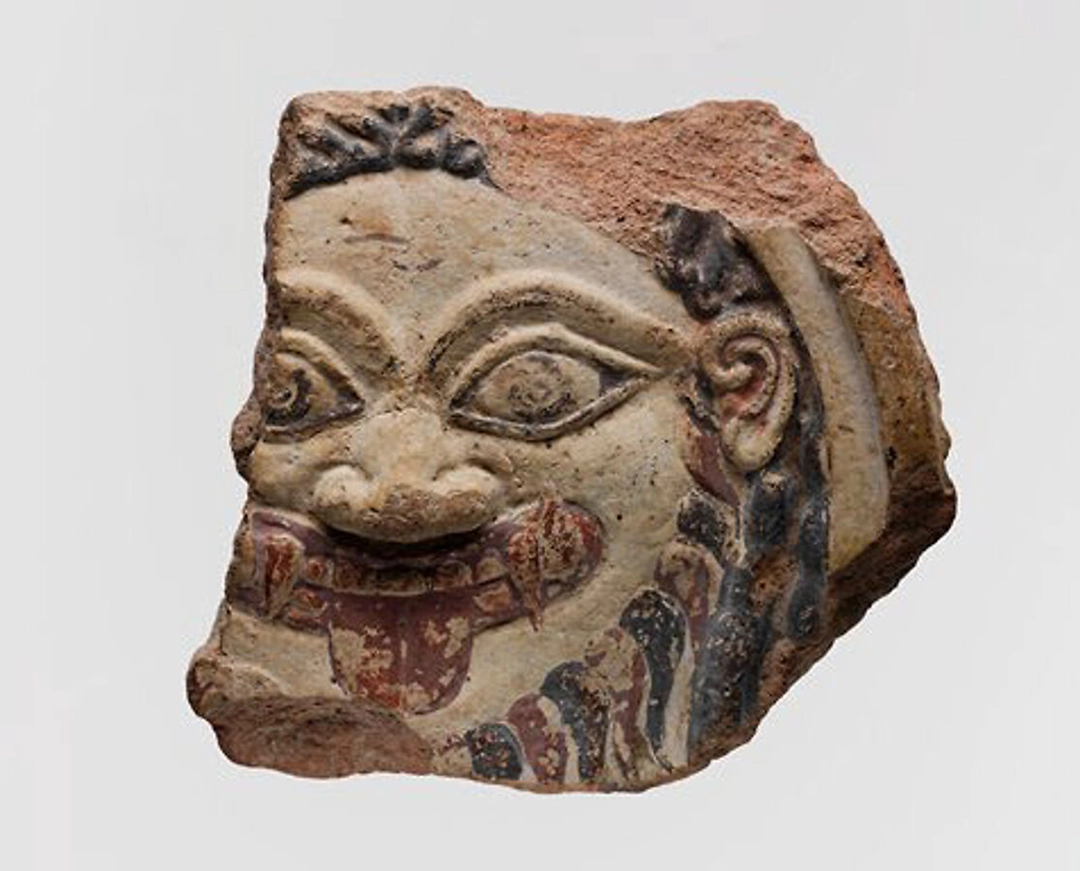 Etruscan terracotta antefix with the head of Medusa, 6th century BCE. The Metropolitan Museum of Art, New York.