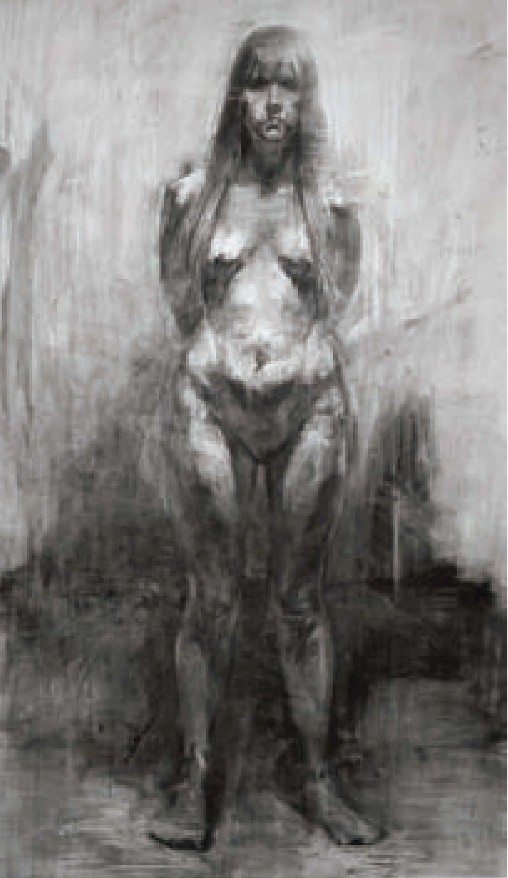 Christopher Day, Jennifer, charcoal and acrylic on paper, 72 × 42 in., 2010.