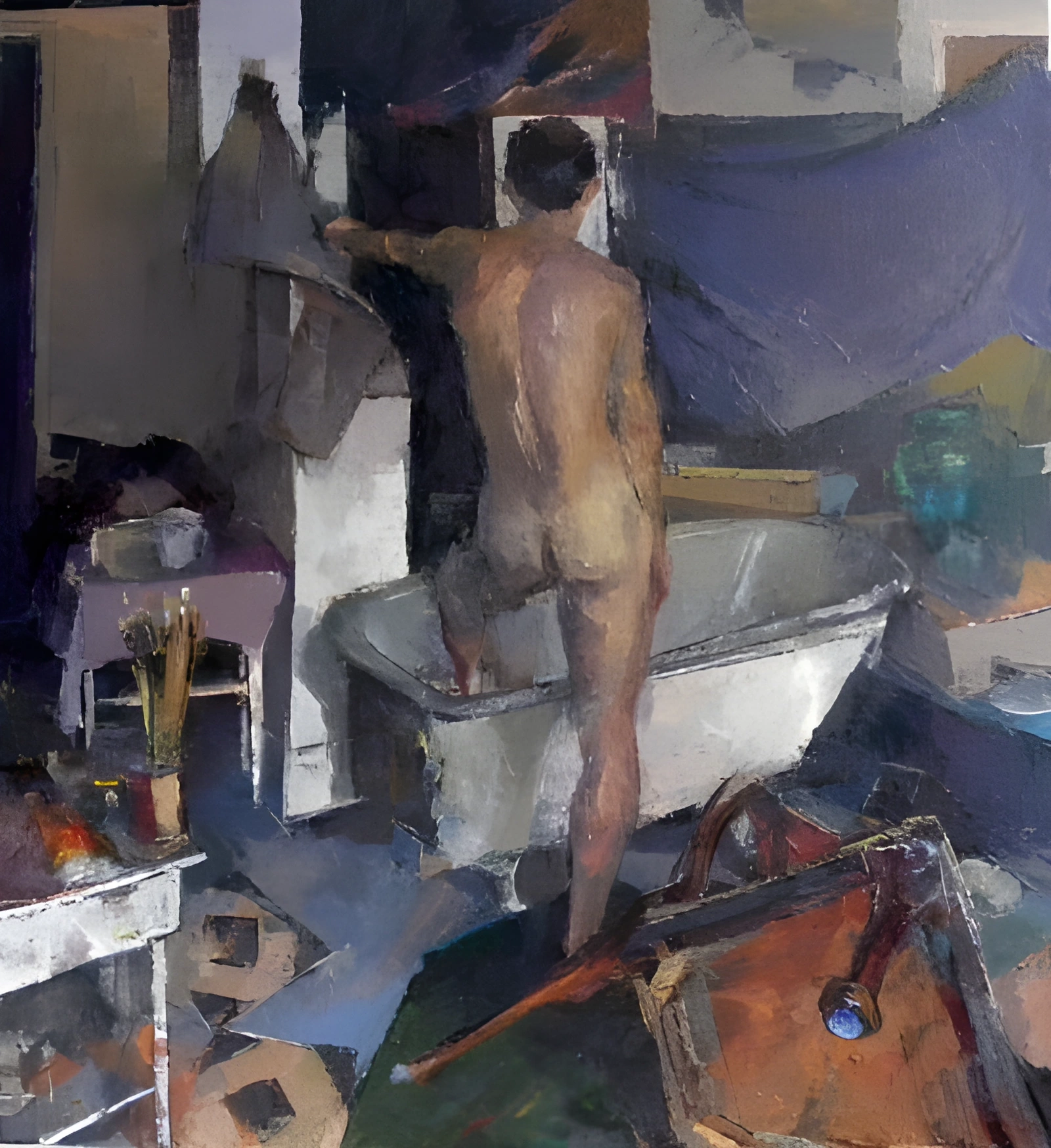 Edmond Praybe, The Bath, oil on linen, 48 × 46 in., 2011. Digitally enhanced.