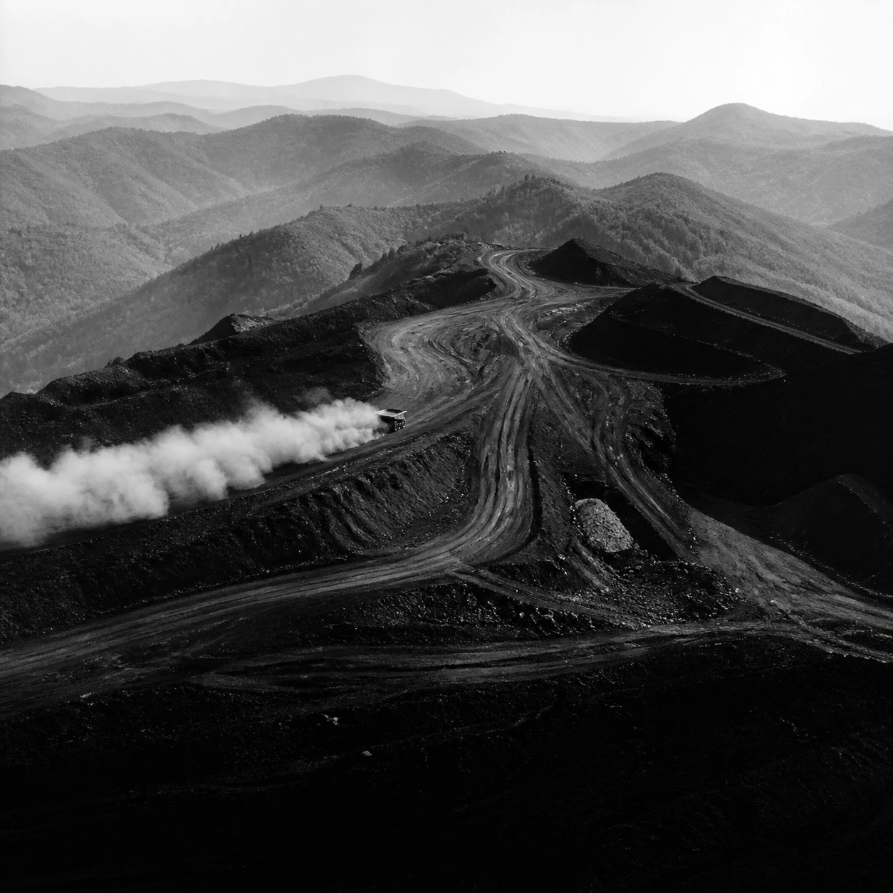Gordon Smith, Dump Truck Dust, Perry County, c. late 1990s. Silver print, 16 × 20 in. Photo courtesy of Gordon Smith. Digitally enhanced.