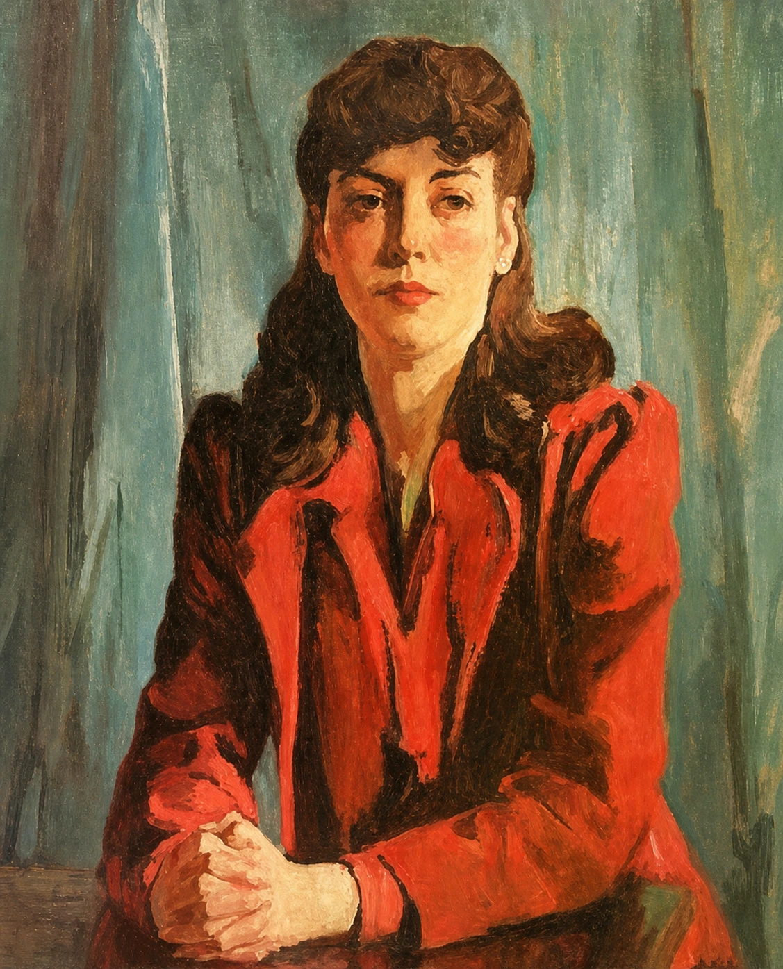 Bessie Wessel, The Red Coat. Digitally enhanced.