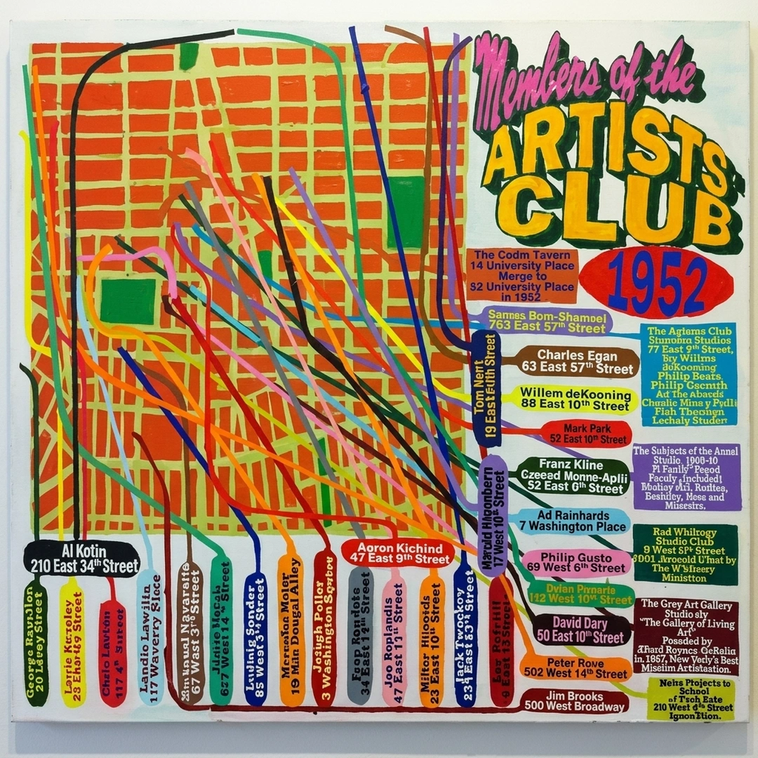 Loren Munk, Members of the Artists' Club 1952 study, 2010, Oil on linen, 30 x 36 inches (photo: Brett Baker, courtesy Lesley Heller Workspace) (Digitally enhanced. May contain discrepancies from the original artwork.)