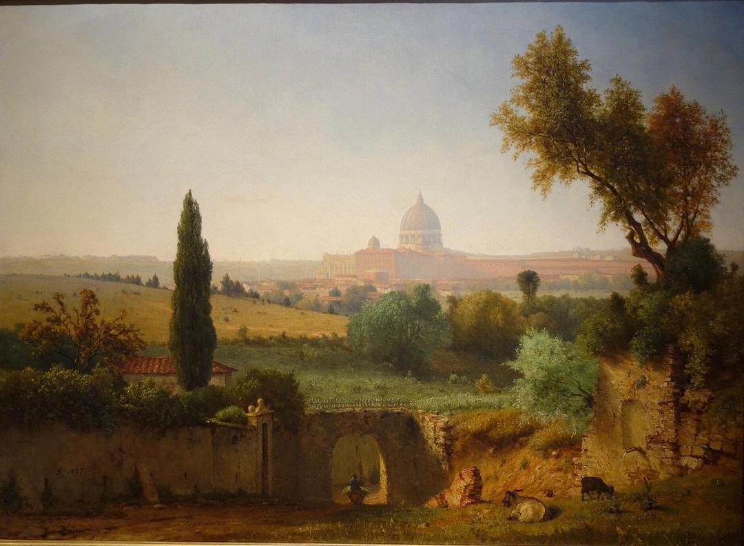 George Inness. Saint Peter's, Rome (1857). Oil on canvas, 30 x 40 inches. Collection of the New Britain Museum of American Art.
