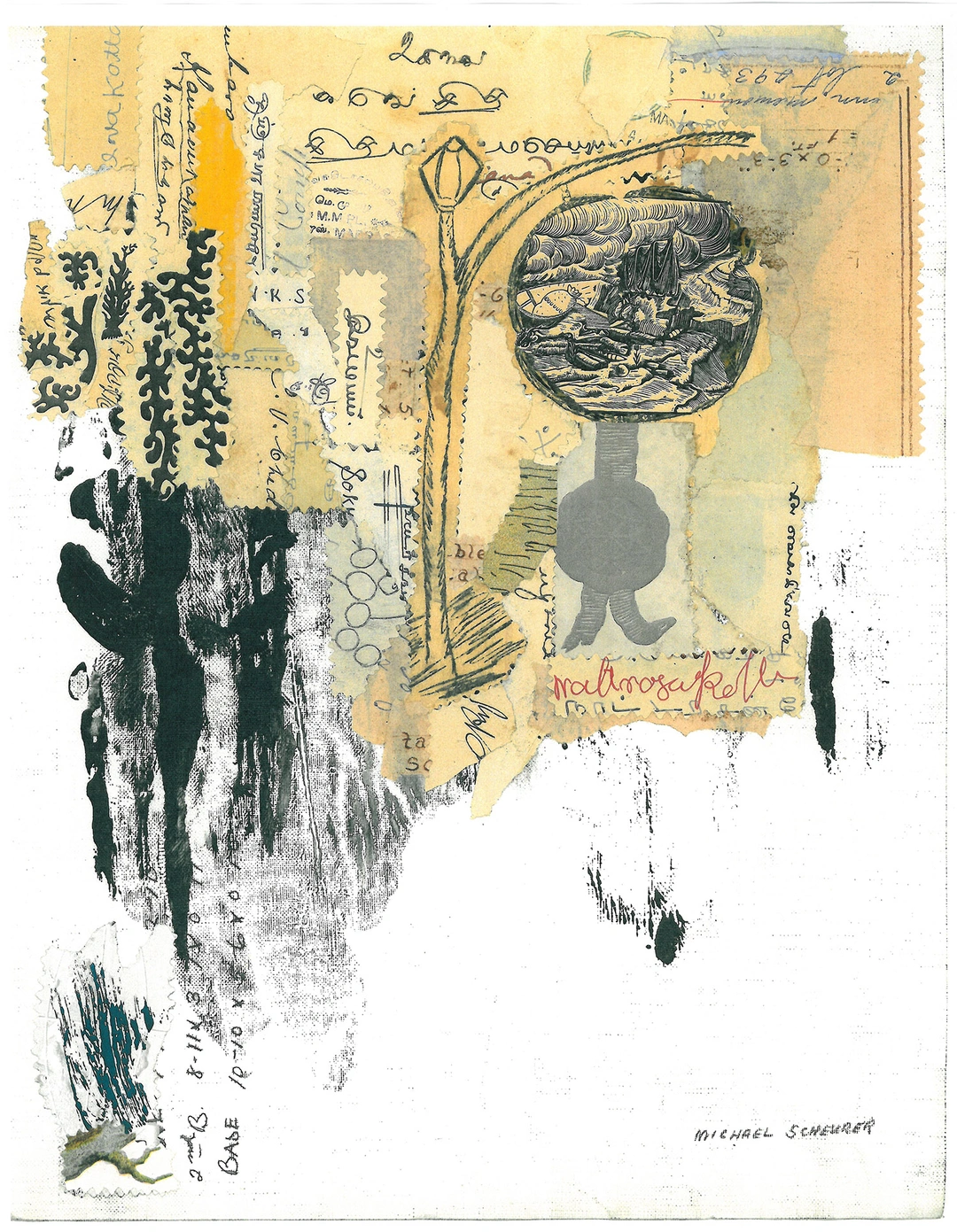 Michael Scheurer. Untitled #28 (Paint Series), 2010. Mixed media collage, 13.75 x 10.5 inches.