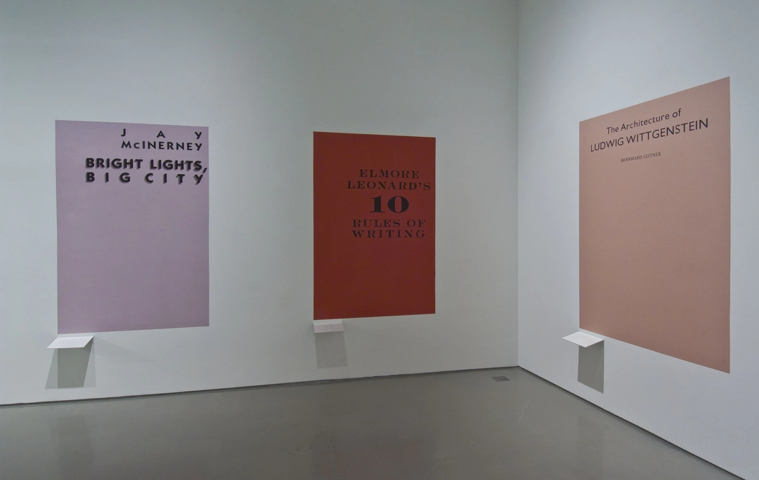 Julião Sarmento, installation view showing book covers for Jay McInerney, Elmore Leonard, and Ludwig Wittgenstein at the Contemporary Arts Center, Cincinnati, 2011.