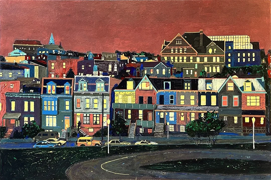 Tom Bacher, Paradrome, phosphorescent acrylic on canvas. Courtesy of Cincinnati Art Galleries, LLC.