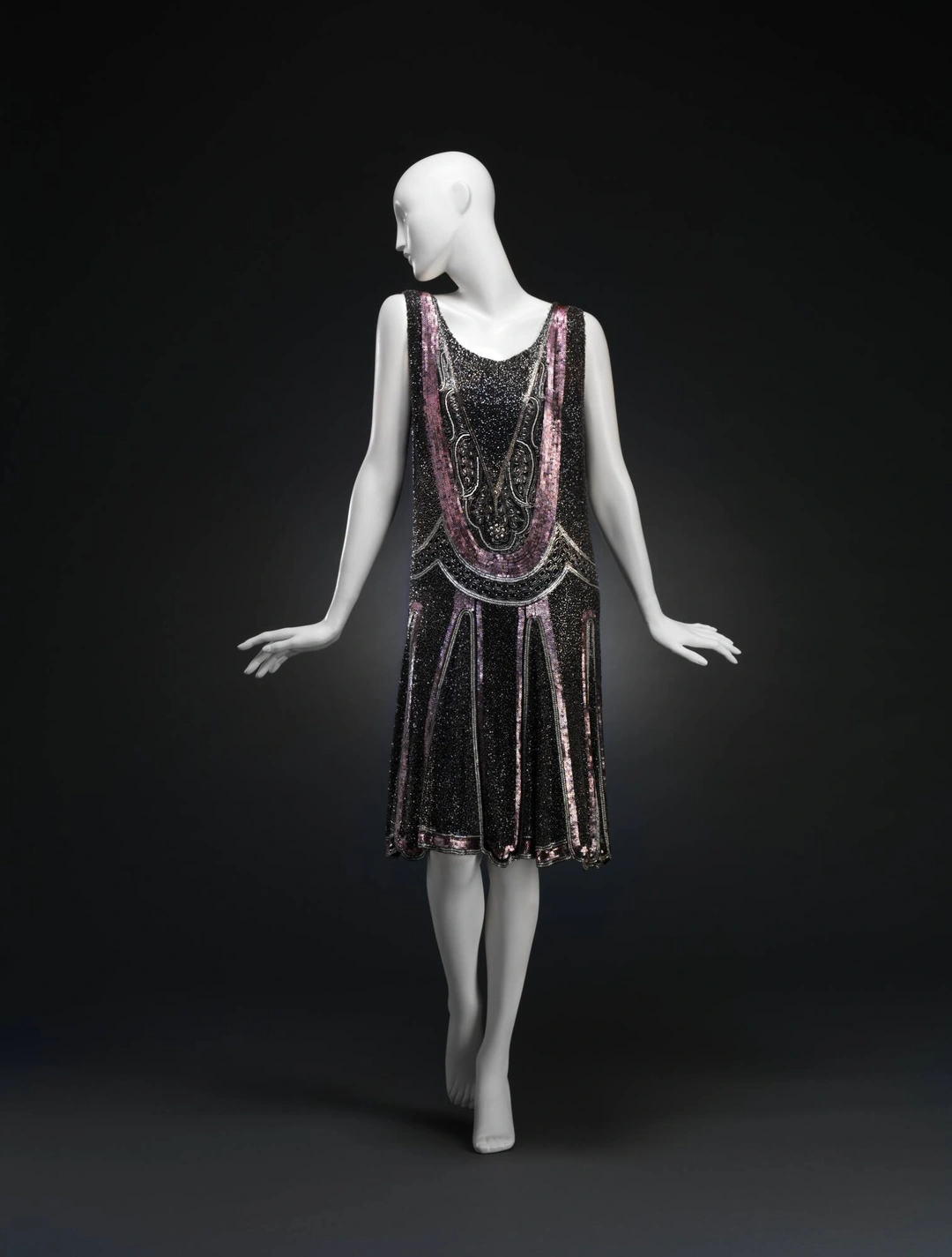 Art Deco Evening Dress with silver and pink sequins, c. 1925, Cincinnati Art Museum.