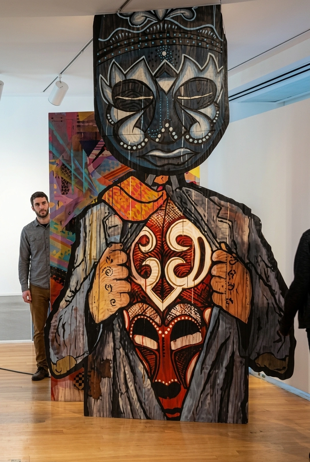 Bunk News, Tao Twin Blue, 2011, acrylic and india ink on wood.