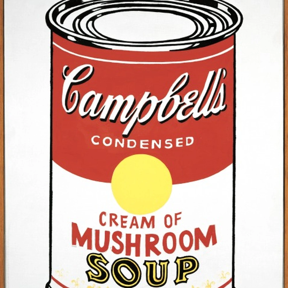Andy Warhol, Soup Can (Cream of Mushroom) detail, 1962.