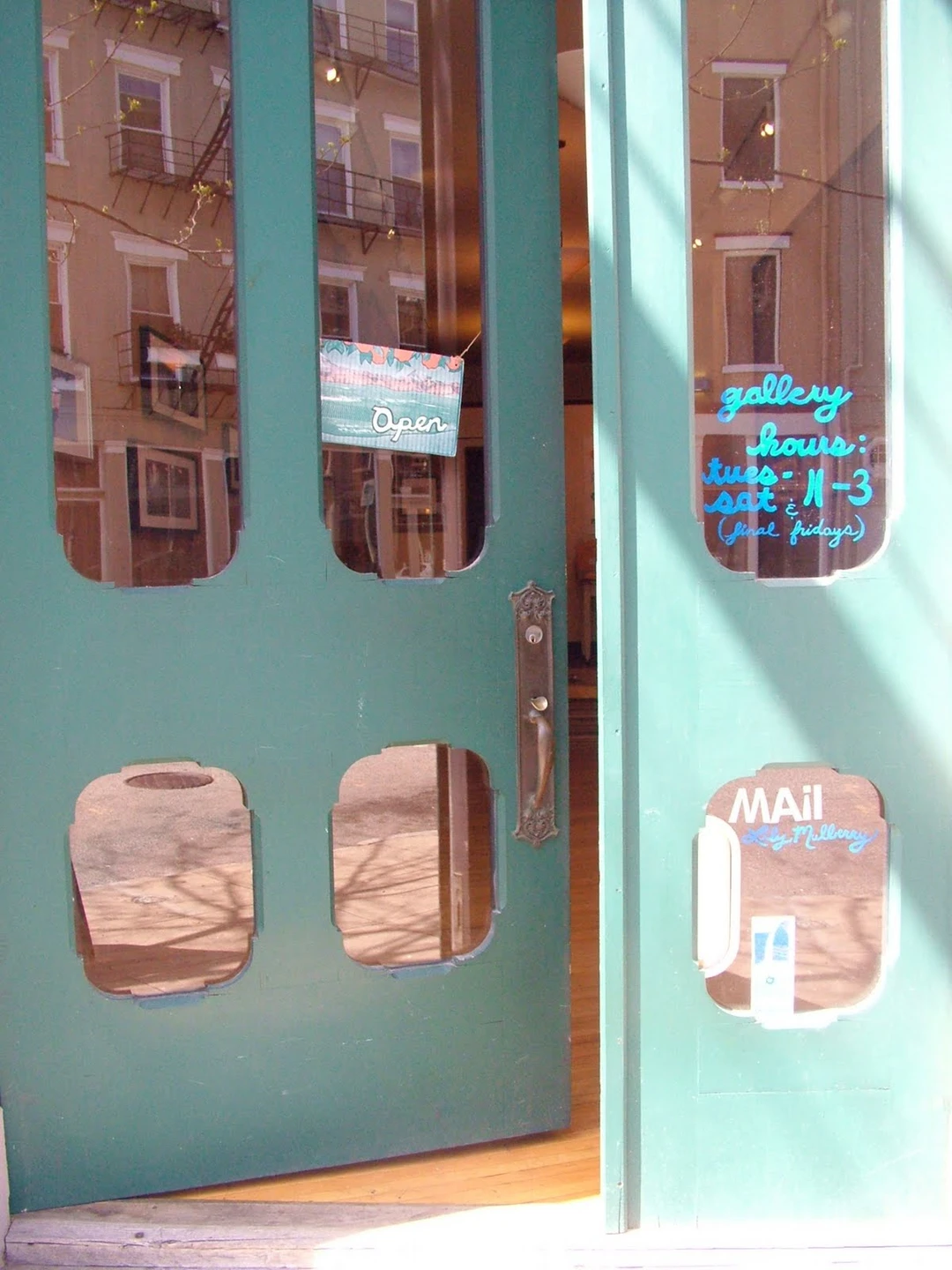 Entrance and storefront of 1305 Gallery at 1305 Main Street, Over-the-Rhine, Cincinnati.
