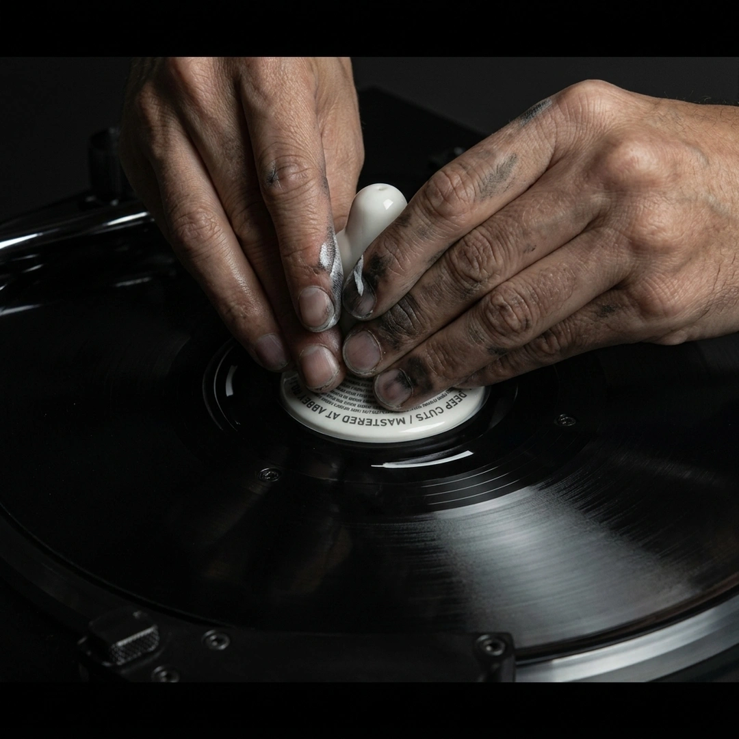 Lyota Yagi, Portamento, 2006, porcelain clay crafted on spinning vinyl record. (Digitally enhanced.)