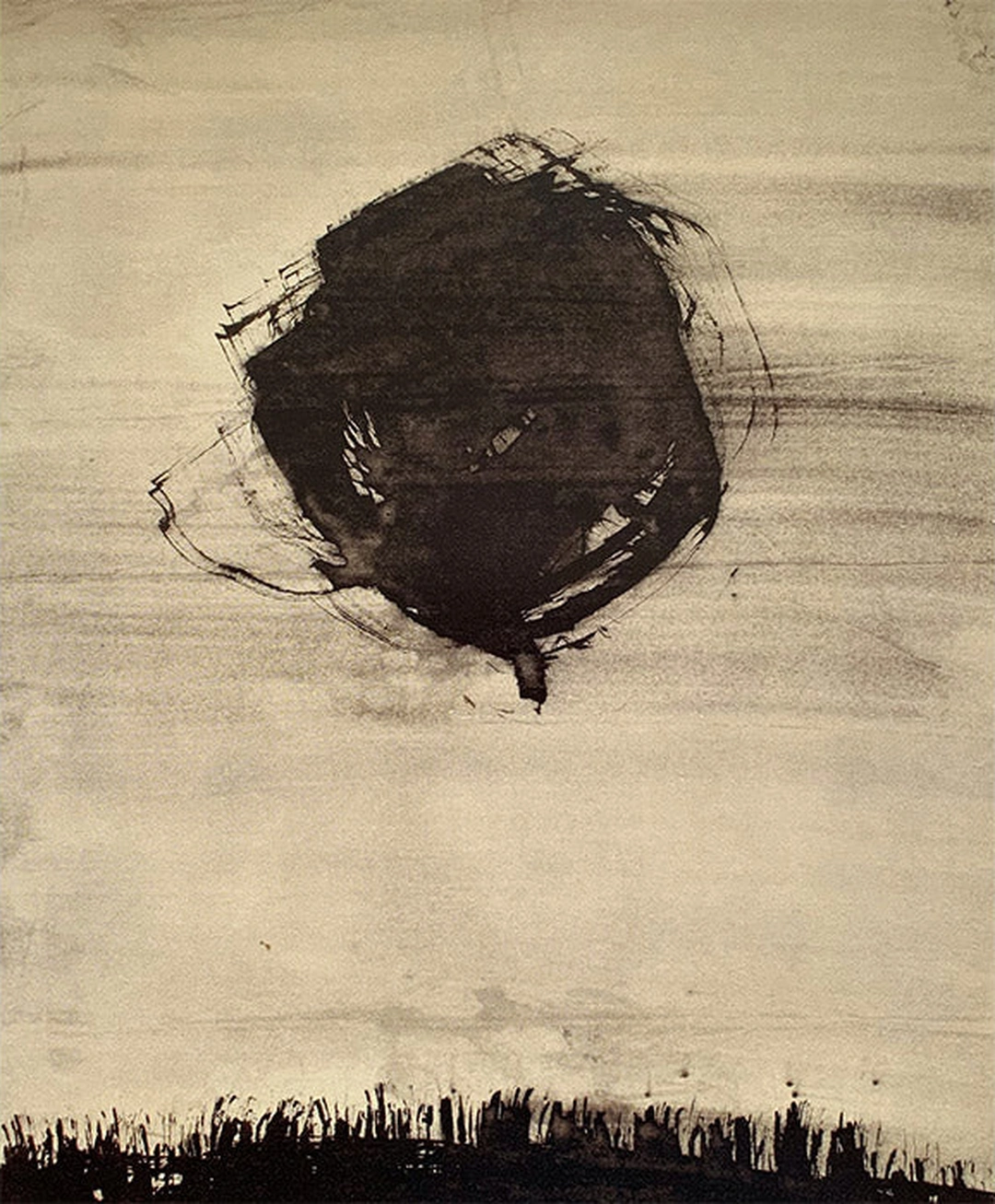Tawara Yūsaku, Untitled, from the Ichi series, 1996, ink on toned paper.