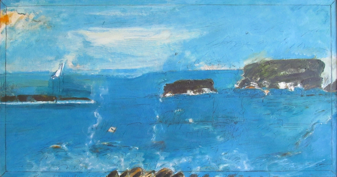 Robert Knipschild, Rocks and Reef, 1981. Oil on canvas, 16 x 32 in. B. Deemer Gallery.